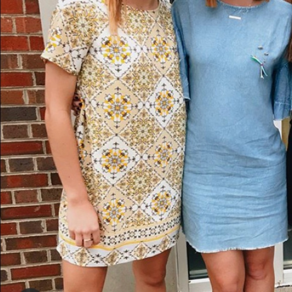 LULU yello print shift dress